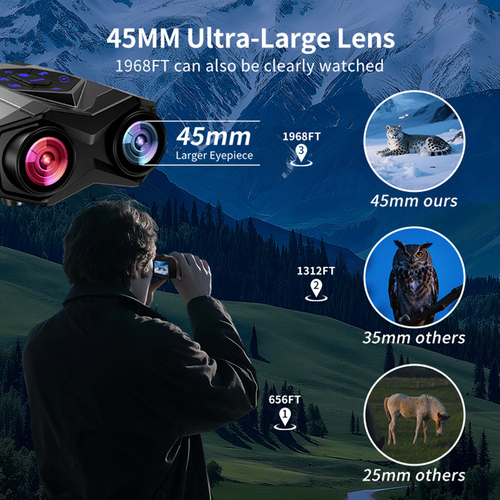 4K night vision hunting camera, double-barrel telescope, infrared double-barrel telescope, with large screen, for outdoor camping