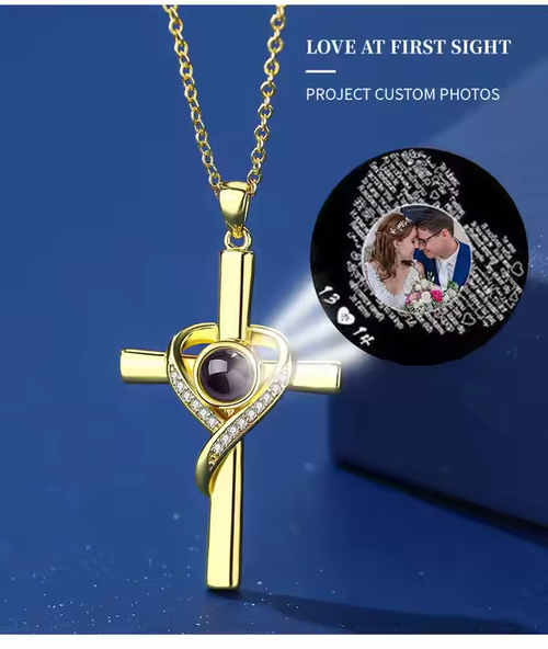 Cross Pendant Projection 100 Languages ​​I Love You Necklace Fashion Jewelry Necklace