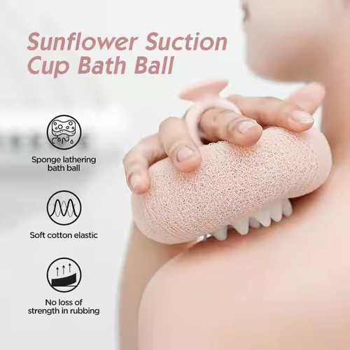 New soft net exfoliating bath massage ball with round handle and suction cup