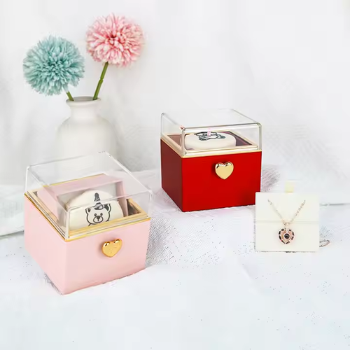 New design Surprise gift Rotating Hidden Jewelry box Bear cake display jewelry box 🎉