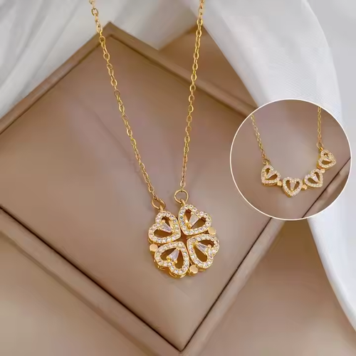 2025 Hot Sale Women's opening and closing clover necklace, fashionable love folding creative collarbone chain