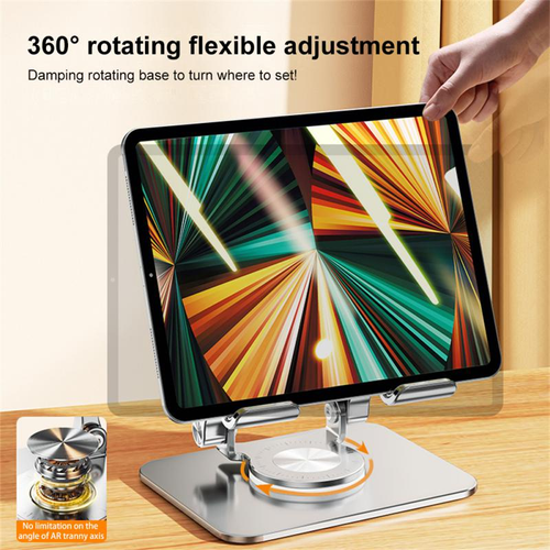 Foldable aluminum desktop phone stand and tablet stand, suitable for mobile phones and tablets, with 360-degree rotating base🤗🤩