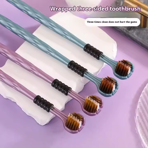 The new best-selling 3d triple cleaning three-sided soft-bristled toothbrush