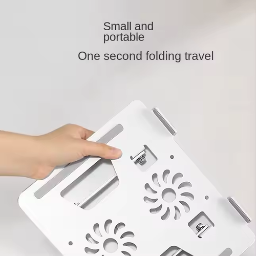 Metal adjustable laptop stand, 360-degree rotating laptop cooling stand, foldable laptop lifter stand, with dual fans