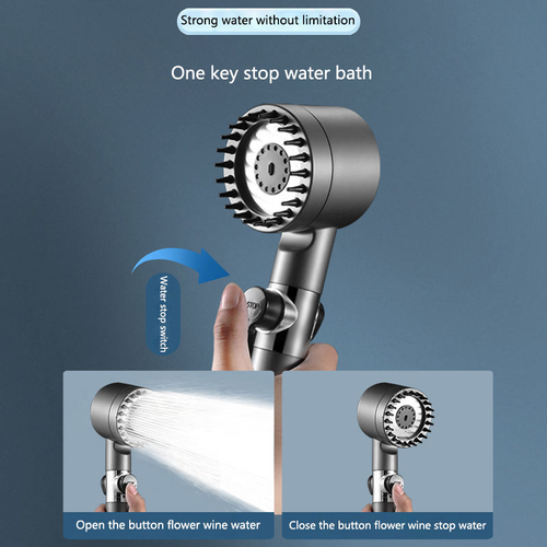 😯The shower head enhances the water flow, features a filtering high-pressure water-saving spray, 3 modes and a stop button for water control, a massage handheld device, a high-pressure shower head with a scalp massager and shampoo brush, suitable for skin and hair care, and a filtering shower head sprayer to soften hard water.