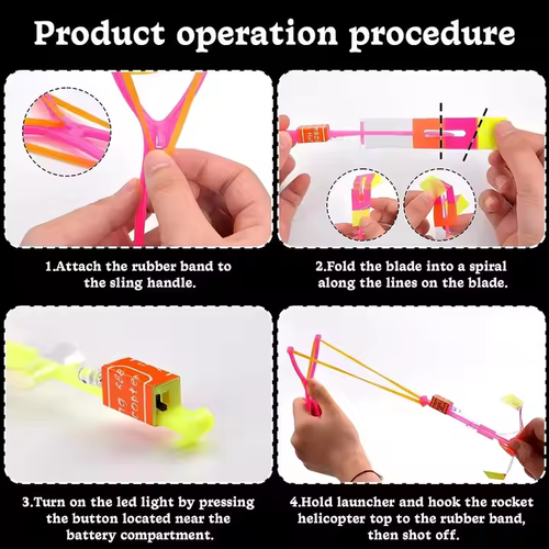 Light toys, bow toys, glowing toys, flying arrows, helicopter flying toys, outdoor flashlights, children and adults, rubber band catapults, party props