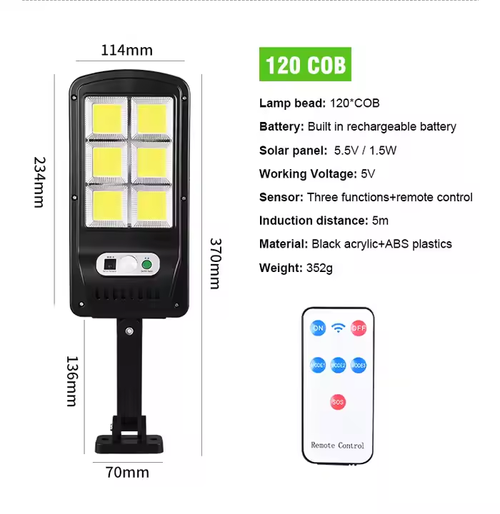 Solar lamp with 3-light mode waterproof motion sensor