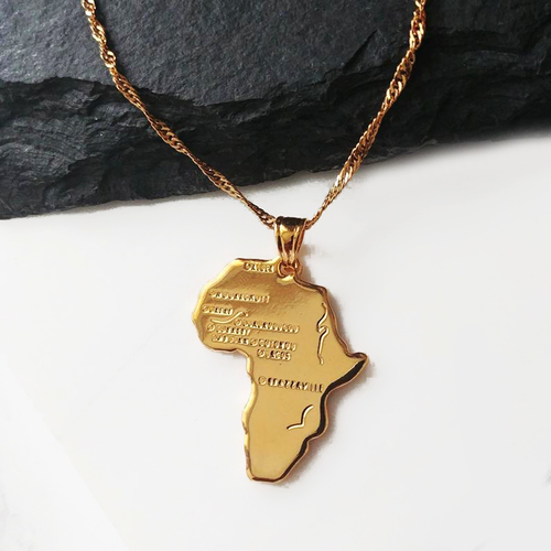 🤩18k gold-plated fashionable new custom African map necklace - personalized gold stamping jewelry