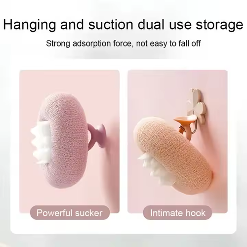 New soft net exfoliating bath massage ball with round handle and suction cup