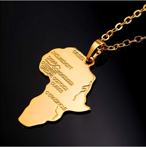 🤩18k gold-plated fashionable new custom African map necklace - personalized gold stamping jewelry