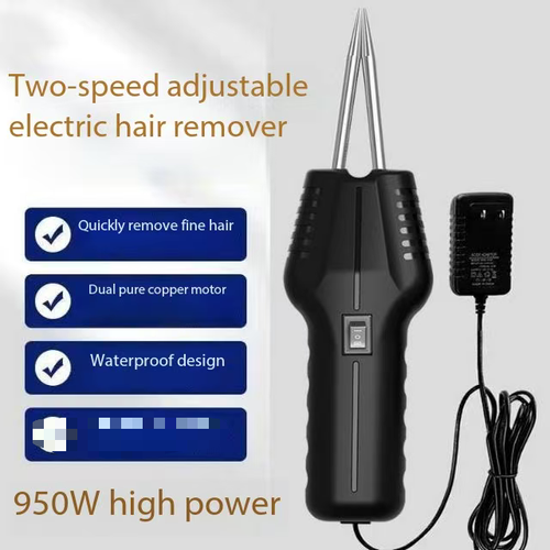 Portable handheld machine for removing feathers and plucking hair from chickens and quails