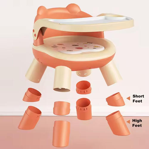 The multi-functional children's chair is safe and practical. It is a baby feeding chair with a sound whistle