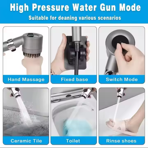 Multifunctional handheld showerhead with adjustable water pressure, featuring a switch filter and massage function