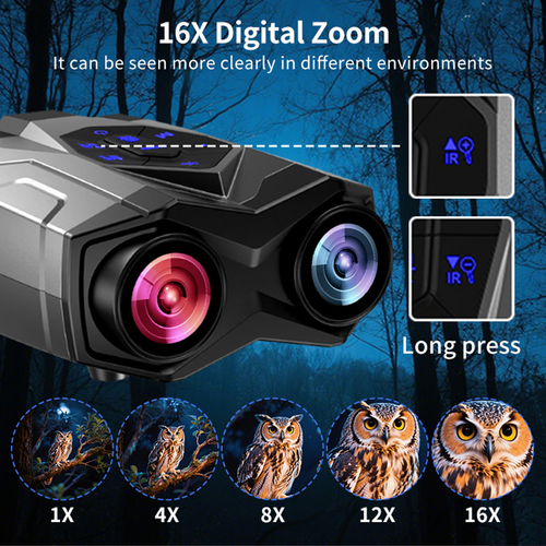 4K night vision hunting camera, double-barrel telescope, infrared double-barrel telescope, with large screen, for outdoor camping