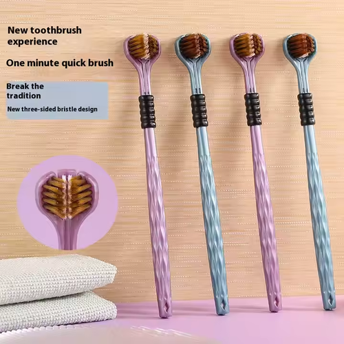 The new best-selling 3d triple cleaning three-sided soft-bristled toothbrush