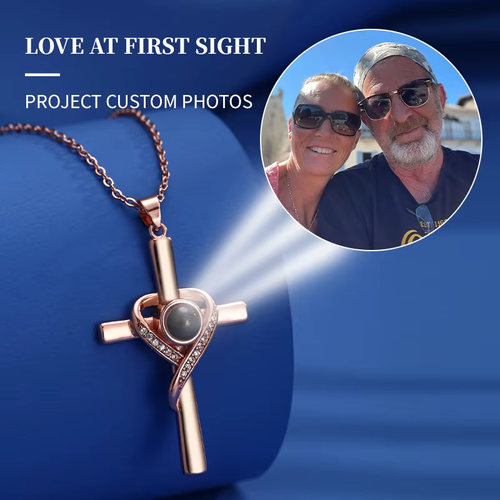 Cross Pendant Projection 100 Languages ​​I Love You Necklace Fashion Jewelry Necklace
