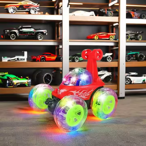Remote-controlled stunt rolling car, rechargeable car, lights, music, children's toys
