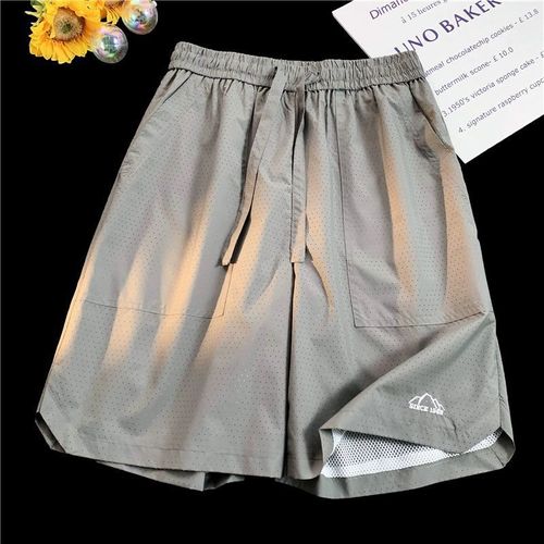New dopamine mesh quick-drying breathable shorts for men, summer sports, thin, large-sized, loose and casual five-inch pants