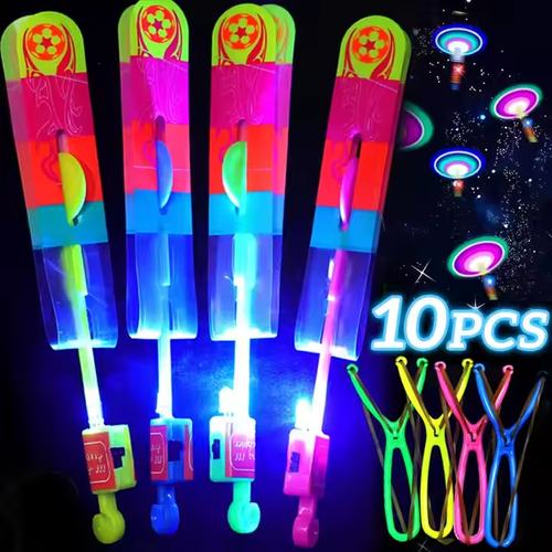 Light toys, bow toys, glowing toys, flying arrows, helicopter flying toys, outdoor flashlights, children and adults, rubber band catapults, party props