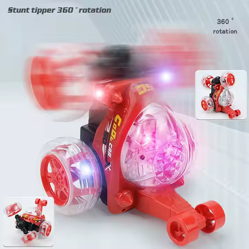 Remote-controlled stunt rolling car, rechargeable car, lights, music, children's toys