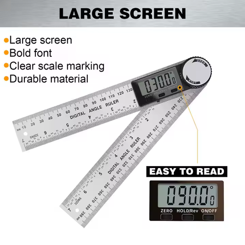 Display goniometer, 2-in-1 Angle gauge, measuring tool, stainless steel 200mm, 300mm ruler, digital protractor, goniometer