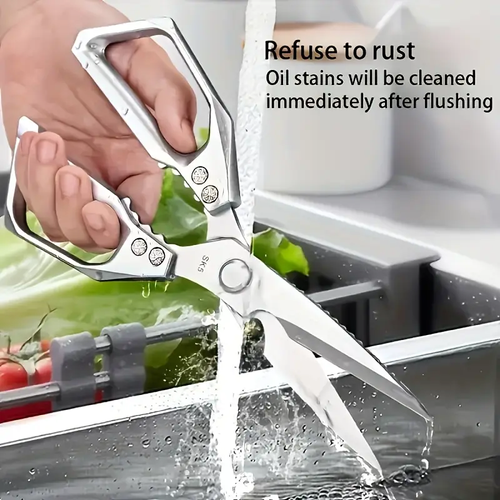 🎈Heavy-duty stainless steel kitchen scissors - Professional meat, poultry, fish, bone cutting scissors with blades and ergonomic handles - Heavy-duty structure, food safety, suitable for home, restaurant, and outdoor use - Multi-functional meat scissors♦️