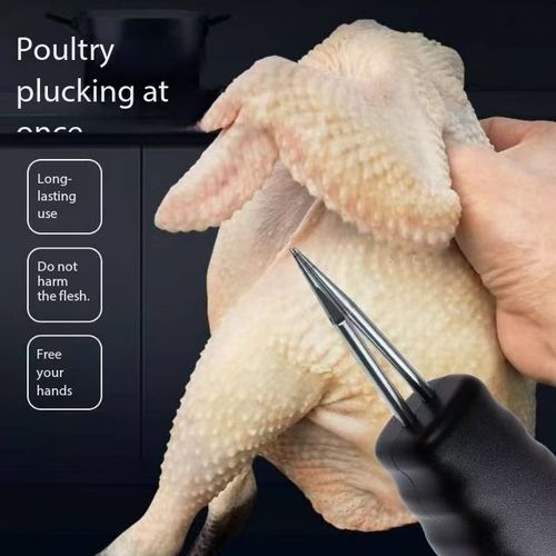Portable handheld machine for removing feathers and plucking hair from chickens and quails
