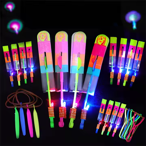Light toys, bow toys, glowing toys, flying arrows, helicopter flying toys, outdoor flashlights, children and adults, rubber band catapults, party props