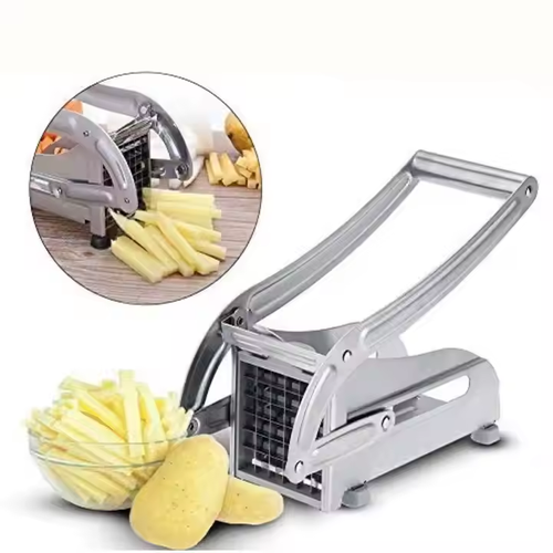Fruit and vegetable tools: French fries, Onions, cucumbers, vegetables, carrots, potatoes, and a slicer