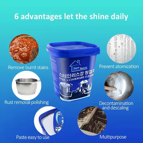 Hot-selling multi-functional stainless steel cleaning paste, grease cookware and oven cleaner, and kitchen rust remover