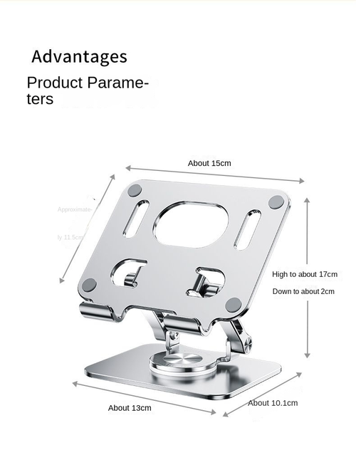 Foldable aluminum desktop phone stand and tablet stand, suitable for mobile phones and tablets, with 360-degree rotating base🤗🤩
