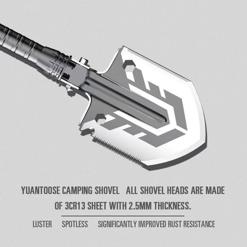Zune Lotoo Survival Shovel multi-functional Tool 28-in-1 luxury set, tactical camping folding shovel, martensitic steel that is not easily damaged, adjustable at 7 angles, 24-35.4 inches in length, compact equipment suitable for outdoor hiking emergencies