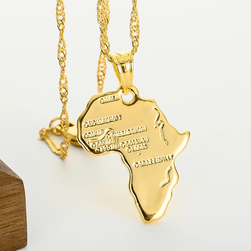 🤩18k gold-plated fashionable new custom African map necklace - personalized gold stamping jewelry