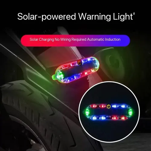 🤖(Pack of four)Flashing warning light motorcycle wiring free protection electric car led rear tail light width night car rear-end collision solar
