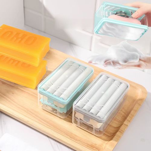 Multi-functional household roller foam soap box, spring stand drainage soap storage box