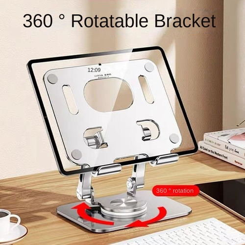 Foldable aluminum desktop phone stand and tablet stand, suitable for mobile phones and tablets, with 360-degree rotating base🤗🤩