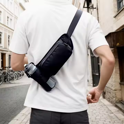 2025 New portable and simple sports waist bag, large-capacity fitness waist, water bottle waist, waterproof crossbody chest bag😳
