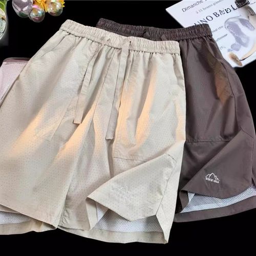 New dopamine mesh quick-drying breathable shorts for men, summer sports, thin, large-sized, loose and casual five-inch pants