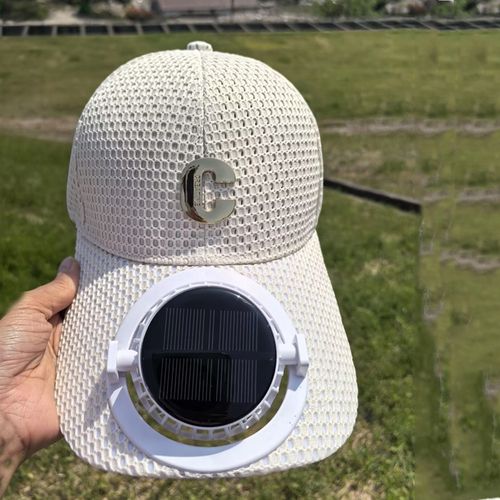 Fashionable, lightweight and breathable solar fan hat, breathable mesh sun protection outdoor wide-brimmed hat, baseball cap with solar fan🏀💨💨💨
