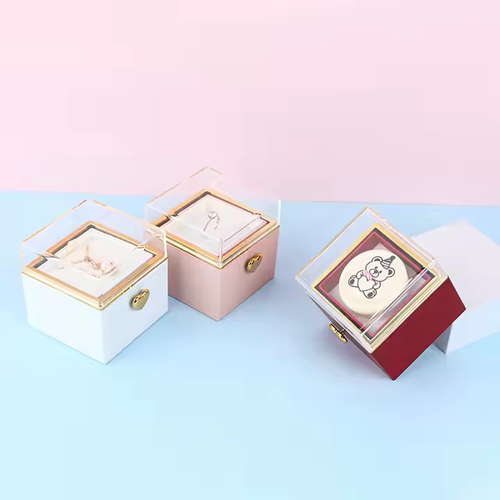New design Surprise gift Rotating Hidden Jewelry box Bear cake display jewelry box 🎉
