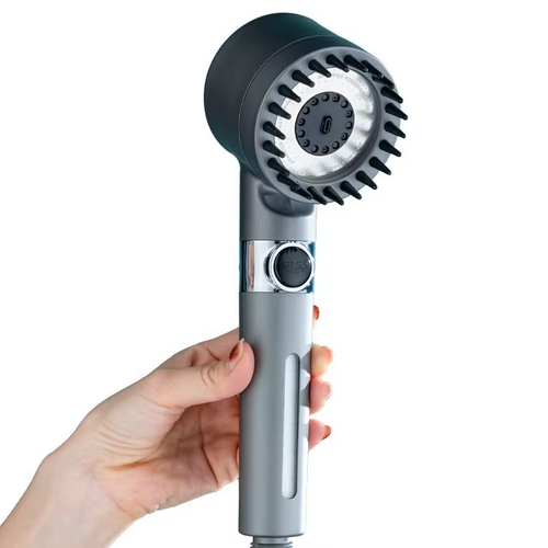 Multifunctional handheld showerhead with adjustable water pressure, featuring a switch filter and massage function