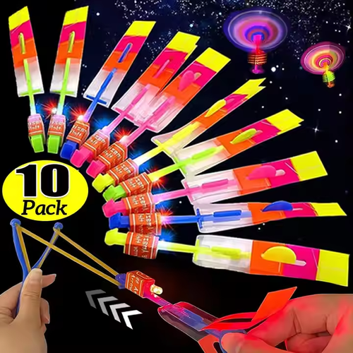 Light toys, bow toys, glowing toys, flying arrows, helicopter flying toys, outdoor flashlights, children and adults, rubber band catapults, party props