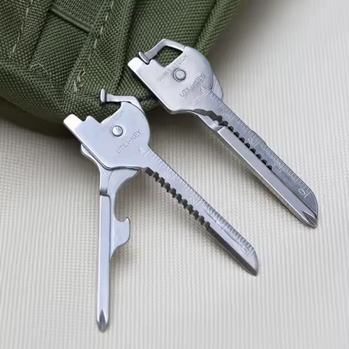 Outdoor portable multi-functional 6-in-1 Swiss technology tool promotion keychain