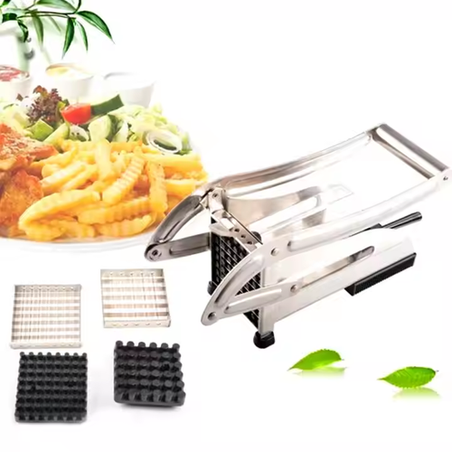 Fruit and vegetable tools: French fries, Onions, cucumbers, vegetables, carrots, potatoes, and a slicer