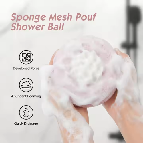 New soft net exfoliating bath massage ball with round handle and suction cup