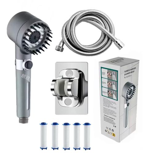 Multifunctional handheld showerhead with adjustable water pressure, featuring a switch filter and massage function