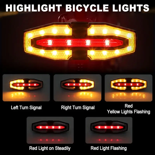 😏Safe bicycle tail light, solar bicycle tail light with 5 lighting modes, solar and USB charging, high-brightness night riding warning light, suitable for night riding, walking, camping, and outdoor activities.