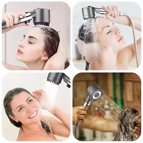 Multifunctional handheld showerhead with adjustable water pressure, featuring a switch filter and massage function
