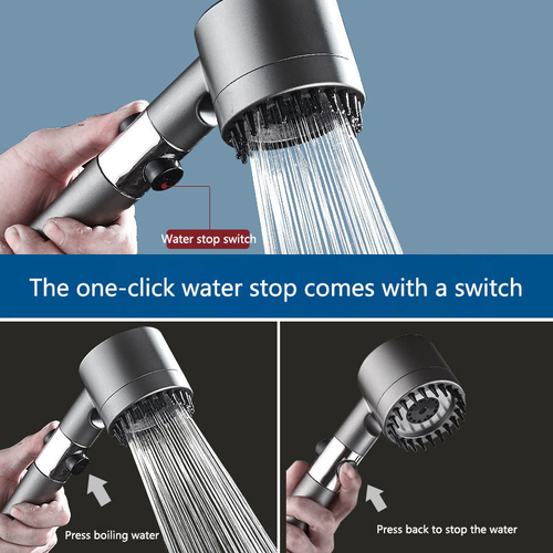 😯The shower head enhances the water flow, features a filtering high-pressure water-saving spray, 3 modes and a stop button for water control, a massage handheld device, a high-pressure shower head with a scalp massager and shampoo brush, suitable for skin and hair care, and a filtering shower head sprayer to soften hard water.