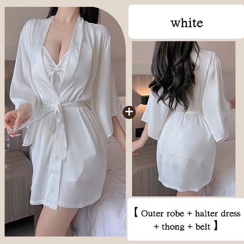 The summer ice silk lace V-neck and bow tie cool nightgown has an amazing feel and allows you to sleep soundly